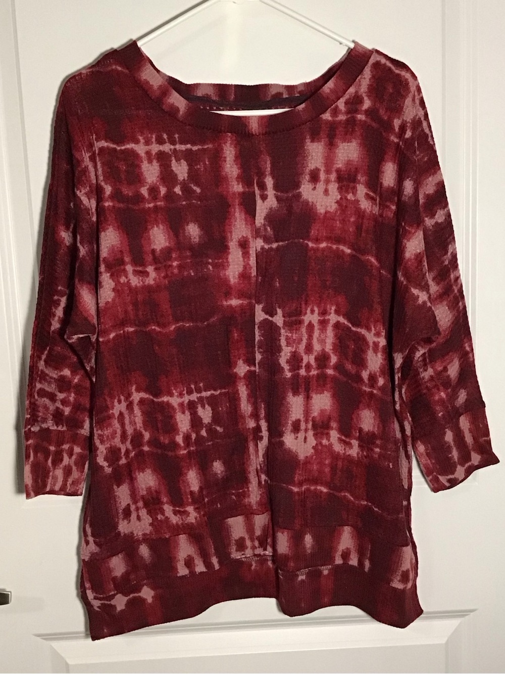 French Laundry Burgundy Tie-Dye Knit Sweatshirt L